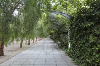 Barcelona, Spain - May 25 2014: Parc del Centre del Poblenou, Sant Marti district