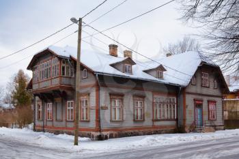 Parnu, Estonia - 18 January 2019: Nikolai street 28 in winter