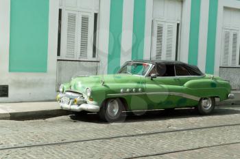 Cienfuegos, Cuba - 1 February 2015: Colorful vintage american car
