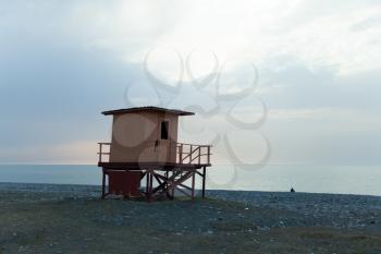 Batumi, Georgia - 25 March 2016: Lifeguard post in Batumi beach
