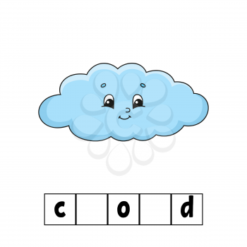 Words puzzle, cloud. Education developing worksheet. Learning game for kids. Color activity page. Puzzle for children. Riddle for preschool. Simple flat isolated vector illustration.