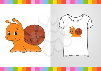 Cute character on shirt. Colorful vector illustration. Cartoon style. Isolated on white background. Design element. Template for your shirts, books, stickers, cards, posters.