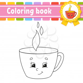 Coloring book for kids. Cheerful character. Vector illustration. Cute cartoon style. Black contour silhouette. Isolated on white background.