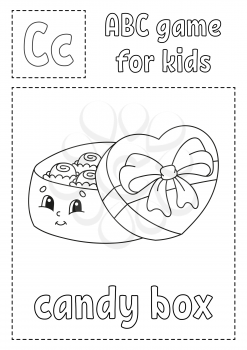 Letter B is for bouquet. ABC game for kids. Alphabet coloring page. Cartoon character. Word and letter. Vector illustration.