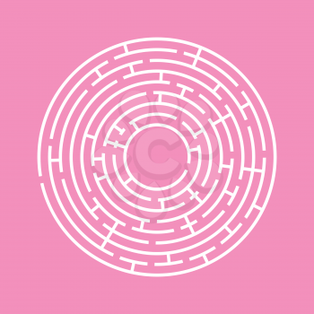 Abstract round maze. An educational game for children and adults. A simple flat vector illustration isolated on a pink background