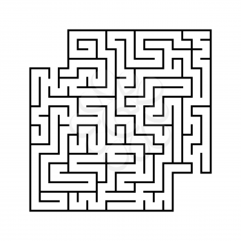 Abstract square maze with entrance and exit. Simple flat vector illustration isolated on white background. With a place for your drawings.