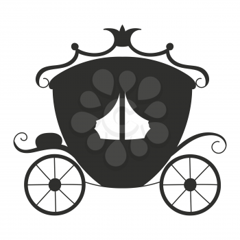 Black silhouette. Magic carriage. Vector illustration isolated on white background. Design element. Template for your design, books, stickers, posters, cards, child clothes.