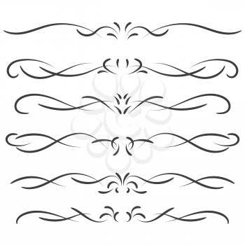 Fashion dividers. Underlines and text separators. Vector collection. Isolated vector set of borders for text, invitations, cards, books, menus. Design element.