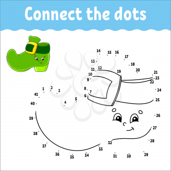 Dot to dot game. St. Patrick's day. Draw a line. For kids. Activity worksheet. Coloring book. With answer. Cartoon character. Vector illustration.