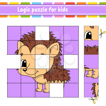 Logic puzzle for kids. Education developing worksheet. Hedgehog animal. Learning game for children. Activity page. Simple flat isolated vector illustration in cute cartoon style.