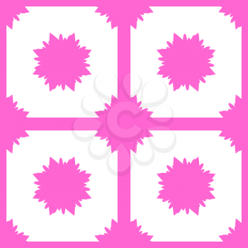 Seamless pattern of pink silhouettes of flowers on a white background