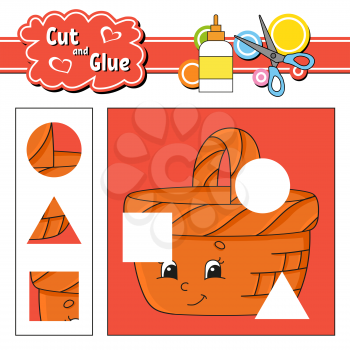 Cut and glue. Education developing worksheet. Activity page. Game for children. Isolated vector illustration in cute cartoon style.