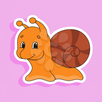 Orange snail. Cute character. Colorful vector illustration. Cartoon style. Isolated on white background. Design element. Template for your design, books, stickers, cards, posters, clothes.