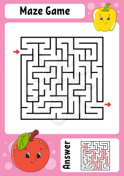 Maze. Game for kids. Funny labyrinth. Education developing worksheet. Activity page. Puzzle for children. Cute cartoon style. Riddle for preschool. Logical conundrum. Color vector illustration.