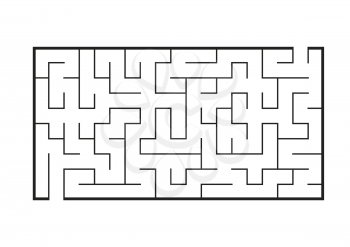 Black rectangular labyrinth. Game for kids. Puzzle for children. Maze conundrum. Flat vector illustration isolated on white background