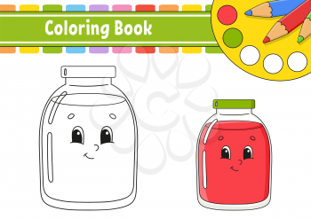 Coloring book for kids. Cheerful character. Vector illustration. Cute cartoon style. Hand drawn. Fantasy page for children. Isolated on white background