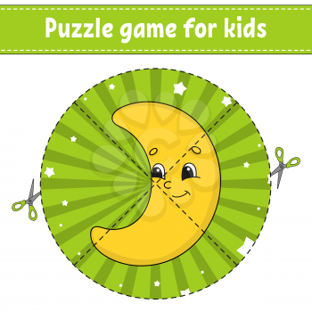 Puzzle game for kids . Education developing worksheet. Learning game for children. Activity page. For toddler. Riddle for preschool. Simple flat isolated vector illustration in cute cartoon style