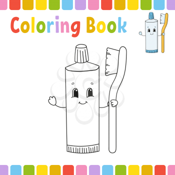Coloring book for kids. Cheerful character. Simple flat isolated vector illustration in cute cartoon style