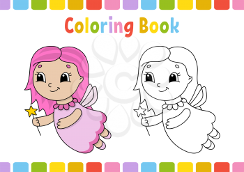 Coloring book for kids. Cheerful character. Simple flat isolated vector illustration in cute cartoon style
