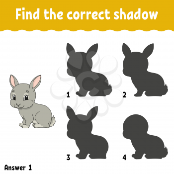 Find the correct shadow. Draw a line. Education developing worksheet. Game for kids. Activity page. Puzzle for children. Riddle for preschool. Isolated vector illustration. Cartoon style