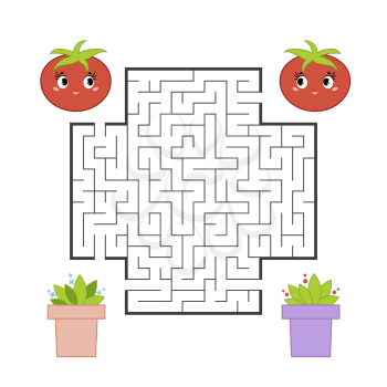 Funny maze. Game for kids. Puzzle for children. Cartoon style. Labyrinth conundrum. Color vector illustration. The development of logical and spatial thinking