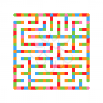 Abstract square light isolated labyrinth. Of colored bright squares on a white background. An interesting and useful game for children and adults. Simple flat vector illustration.