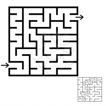 Abstract square maze. An interesting game for children and teenagers. Simple flat vector illustration isolated on white background. With the answer.