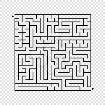Abstract square maze. An interesting game for children and teenagers. A simple flat vector illustration isolated on a transparent background