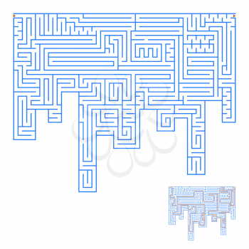 Abstract complex labyrinth. An interesting game for children and adults. Simple flat vector illustration isolated on white background. With the answer.