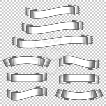 A set of banner ribbons. With space for text. A simple flat vector illustration isolated on a transparent background.