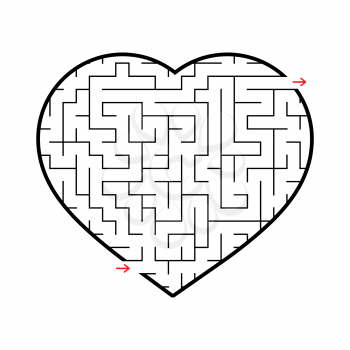 Labyrinth heart. Simple flat vector illustration isolated on white background. An interesting game for children and teenagers