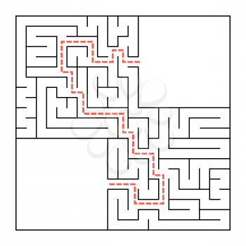 A square labyrinth. Simple flat vector illustration isolated on white background. With a place for your image