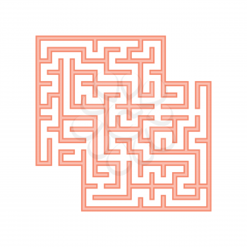 Orange square labyrinth. A game for children. Simple flat vector illustration isolated on white background. With a place for your images