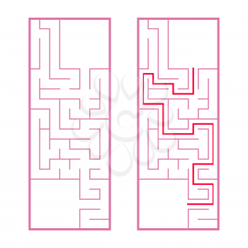 Rectangular labyrinth, maze. An interesting and useful game for preschoolers. An easy puzzle game. Simple flat vector illustration isolated on white background. With the right decision