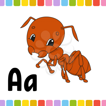 Animal alphabet. Zoo ABC. Cartoon cute animals isolated on white background. For kids education. Learning letters. Vector illustration