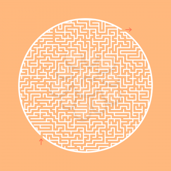 Difficult round labyrinth. Game for kids and adults. Puzzle for children. Labyrinth conundrum. Flat vector illustration isolated on color background