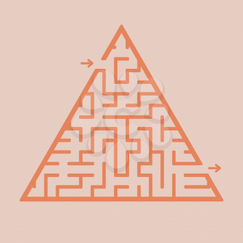 Abstract triangular labyrinth. Game for kids. Puzzle for children. One entrance, one exit. Labyrinth conundrum. Flat vector illustration isolated on color background