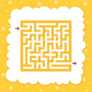 Color square maze. Game for kids. Puzzle for children. One entrance, one exit. Labyrinth conundrum. Flat vector illustration isolated on fairy background