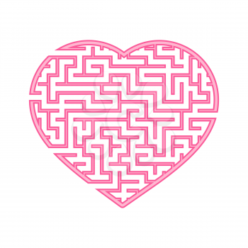 Color heart shaped labyrinth. Game for kids and adults. Find the right path. Puzzle for children. Labyrinth conundrum. Flat vector illustration isolated on white background