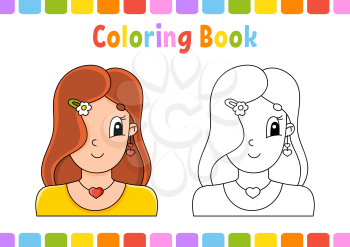 Coloring book for kids. Cartoon character. Vector illustration. Fantasy page for children. Black contour silhouette. Isolated on white background.