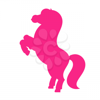 Color silhouette. Horse reared up. The farm animal stands on its hind legs. Cartoon style. Simple flat vector illustration.