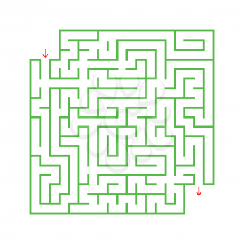 A colored abstract square maze with an entrance and an exit. Simple flat vector illustration isolated on white background. With a place for your drawings.