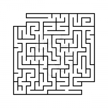 Abstract square maze with entrance and exit. Simple flat vector illustration isolated on white background. With a place for your drawings.
