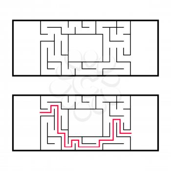 Rectangular labyrinth, maze. An interesting and useful game for preschoolers. An easy puzzle game. Simple flat vector illustration isolated on white background. With the right decision