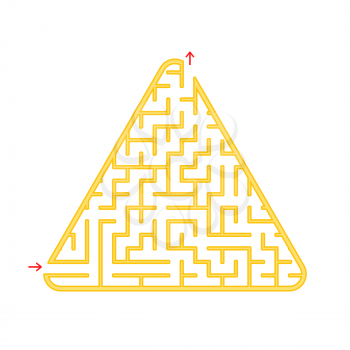 Color triangular labyrinth. An interesting and useful game for children. A simple flat vector illustration on a white background