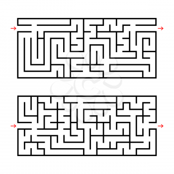 A set of two rectangular labyrinths. An interesting game for children. Simple flat vector illustration