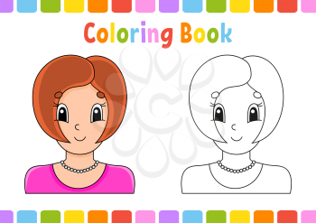 Coloring book for kids. Cartoon character. Vector illustration. Fantasy page for children. Black contour silhouette. Isolated on white background.