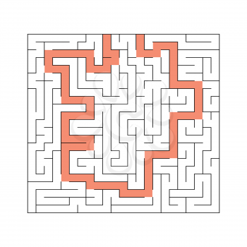 A square abstract labyrinth. An interesting and useful game for children and adults. A simple flat vector illustration on a white background. With the decision