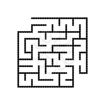 Black square maze with entrance and exit. An interesting game for children. Simple flat vector illustration isolated on white background. With a place for your drawings
