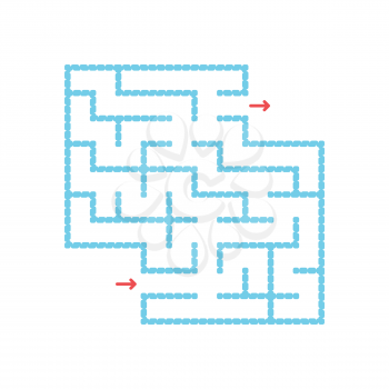 A colored square labyrinth with an entrance and an exit. Simple flat vector illustration isolated on white background. With a place for your drawings.